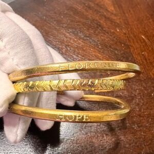 SSEKO SAY-KO DESIGNS JEWELRY Brass Brave Cuff Bracelets Bangle Set HOPE/FLORENCE